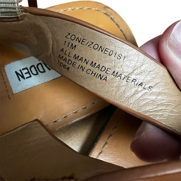 Steve Madden Donddi 11 Leather Brown Tan Strappy Boho Chic Flat Casual Sandals - Picture 7 of 9